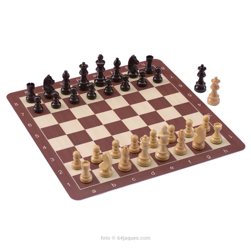 Ajedrez Venier sapelly con piezas German Knight Staunton 5 ebonizadas