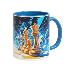 Taza diseño ajedrez 01 azul
