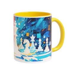 Taza diseño ajedrez 03 amarilla