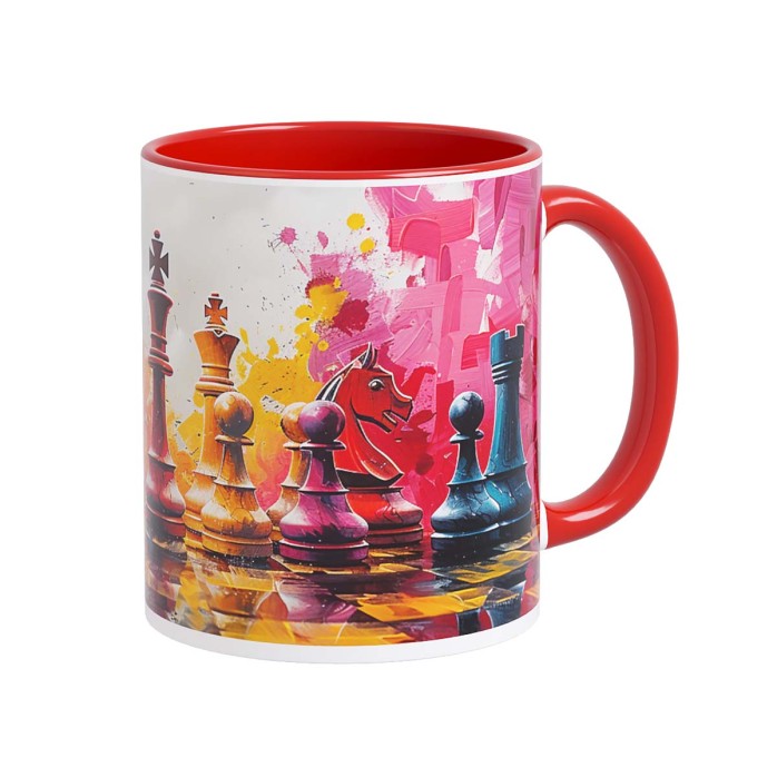 Taza diseño ajedrez 05 roja