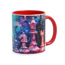 Taza diseño ajedrez 09 roja