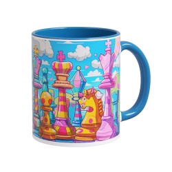 Taza diseño ajedrez 11 azul