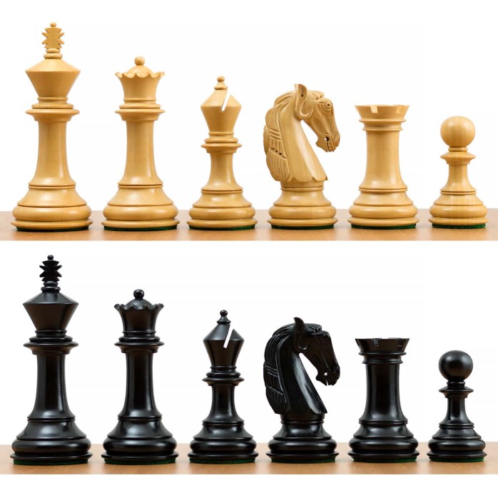Staunton Wooden Chess Pieces No.6 Columbian Ebonized