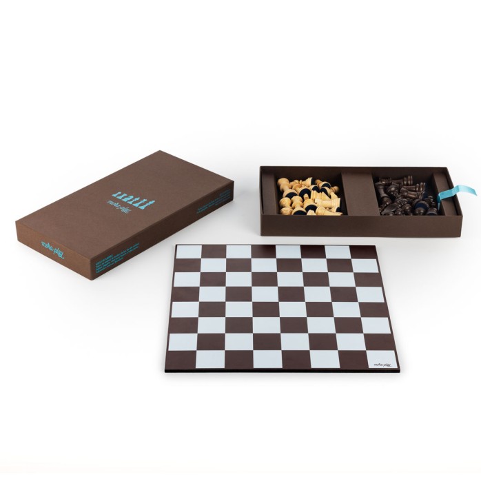 Ajedrez plegable de madera en estuche premium - naranja