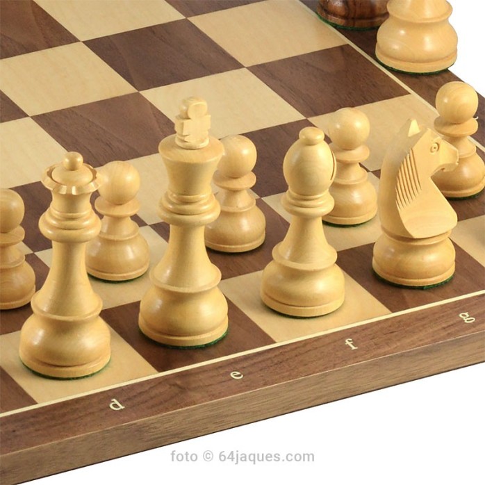 Timeless Staunton Chess Set no.6 with walnut board and 50mm coordinates.