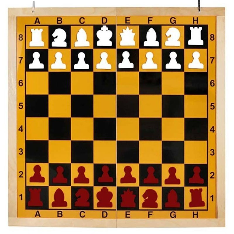 Tablero mural ajedrez plegable 85x85 Piezas rojas