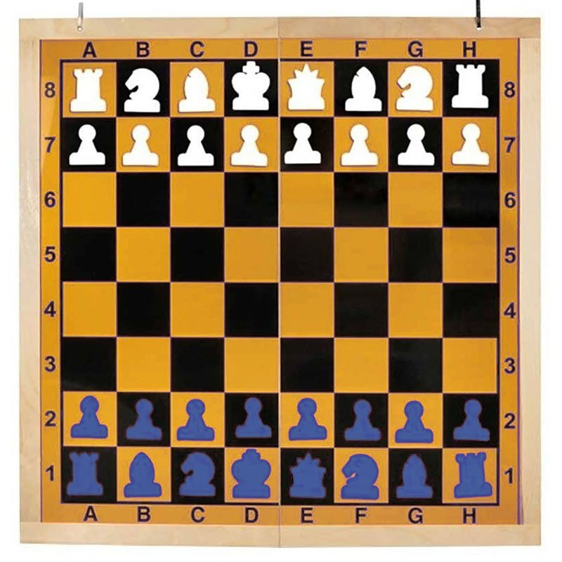 Tablero mural ajedrez plegable 85x85 Piezas azules
